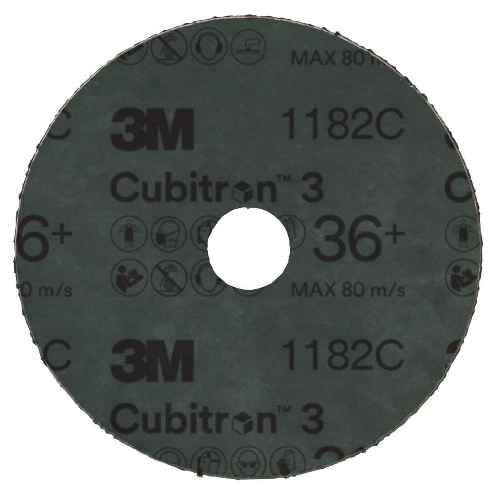 3M 1182C Cubitron 3 Fibre Disc , 36+, 5 in x 7/8 in, Die 500P, Reduce Changeout, Productivity, Use on Mild or Carbon Steel, for Beveling, Heavy Grinding, Weld Removal, Flame Cut Smoothing (7100309793) (100 Pack) - 4