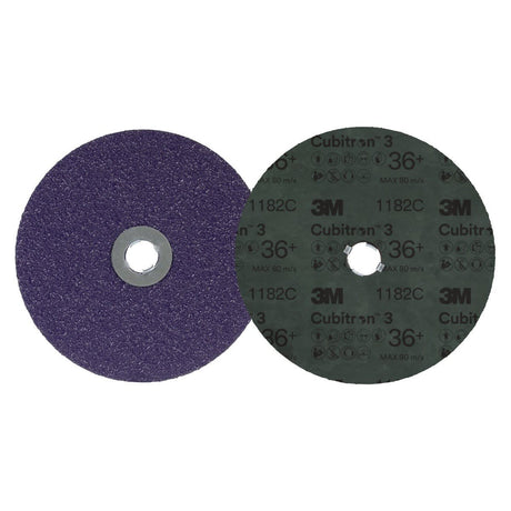 3M 1182C Cubitron Fibre Disc, GL Quick Change, 36 Plus, Purple, 7 in, Precision Shaped Ceramic for Mild or Carbon Steel Beveling Heavy Grinding Weld Removal (7100309796) (100 Pack) - 2