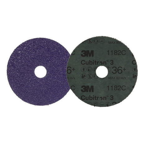 3M 1182C Cubitron Fibre Disc, 36 Plus, Purple, 4 in x 7/8 in, 400N (7100309797) (100 Pack) - 2