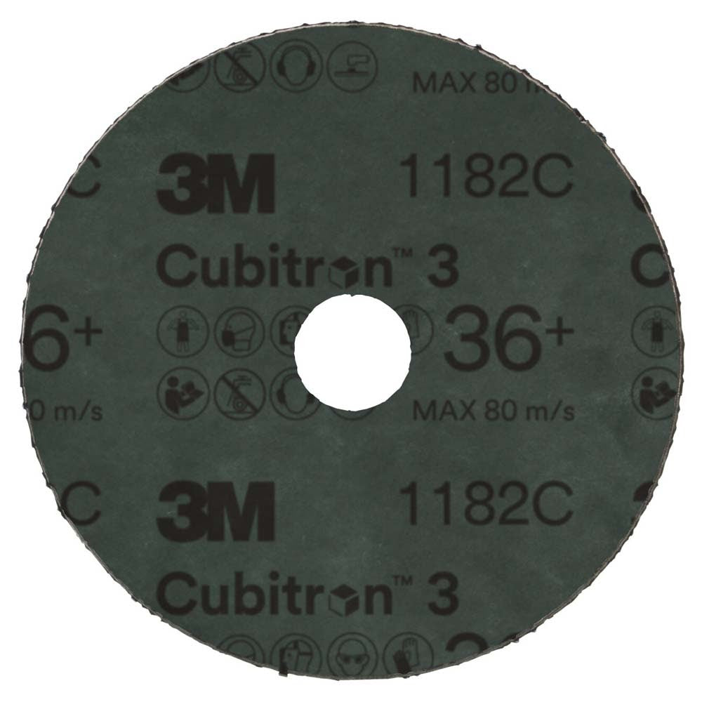 3M 1182C Cubitron 3 Fibre Disc , 36+, 4-1/2 in x 7/8 in, Die 450E, Reduce Changeout, Increase Productivity, Use on Mild or Carbon Steel, for Beveling, Heavy Grinding, Weld Removal, Flame Cut Smoothing (7100309799) (100 Pack) - 4