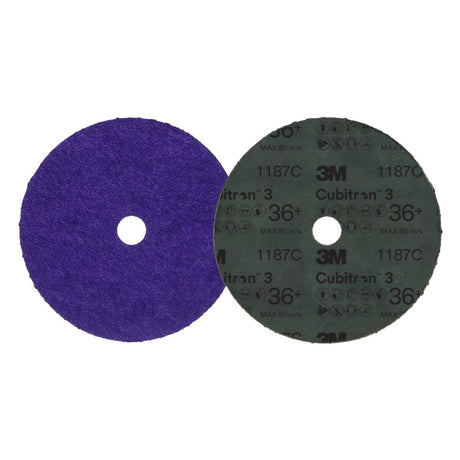 3M 1187C Cubitron Fibre Disc, 36 Plus, Purple, 7 in x 7/8 in (7100309906) (100 Pack) - 2