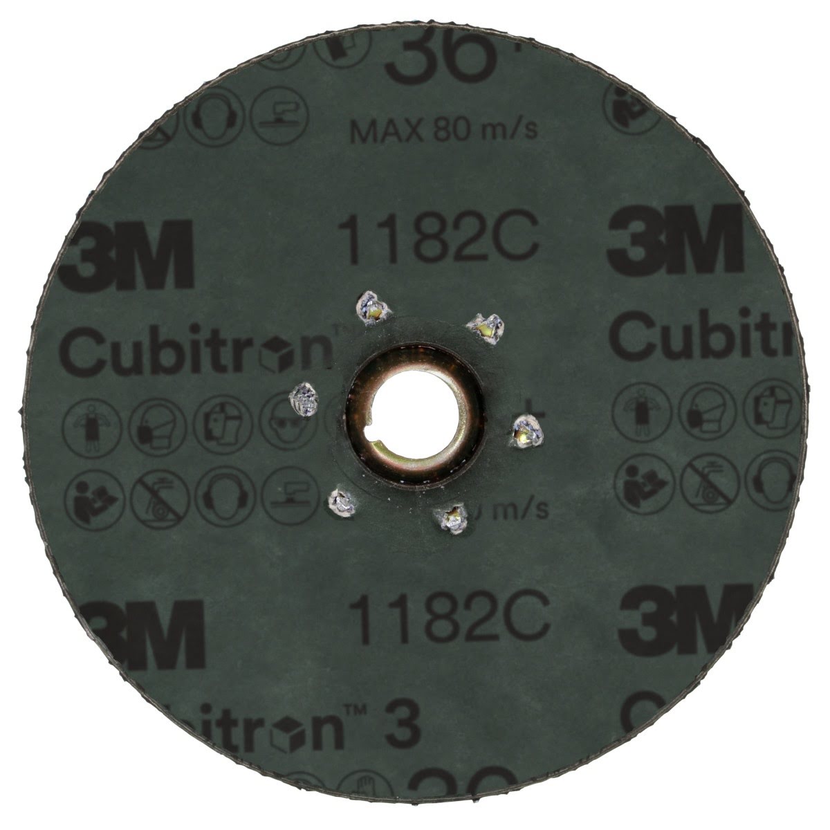 3M 1182C Cubitron Fibre Disc, TN Quick Change, Precision Shaped Ceramic 36+, Purple, 4-1/2 in (7100310727) (100 Pack) - 2