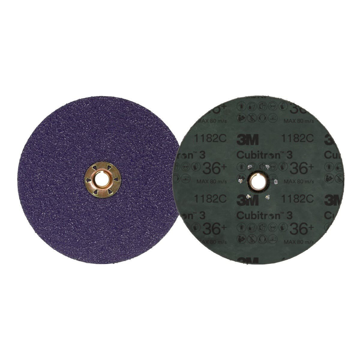 3M 1182C Cubitron Fibre Disc, TN Quick Change, Precision Shaped Ceramic, 36 Plus, Purple, 7 in, Die 700BB (7100310729) (100 Pack) - 2
