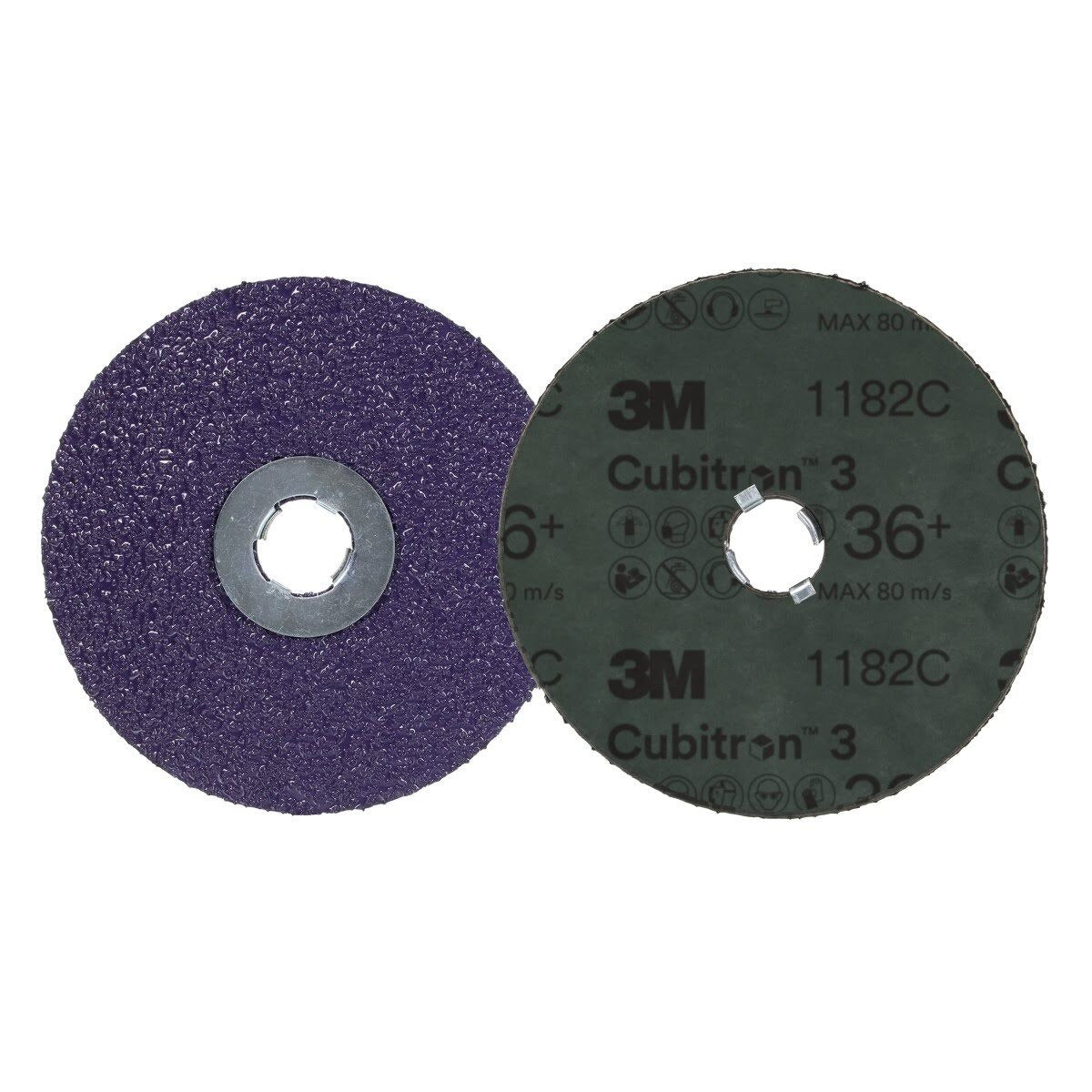 3M 1182C Cubitron Fibre Disc, GL Quick Change, G450E, Precision Shaped Ceramic, 36+, Purple, 4-1/2 in (7100310730) (100 Pack) - 2