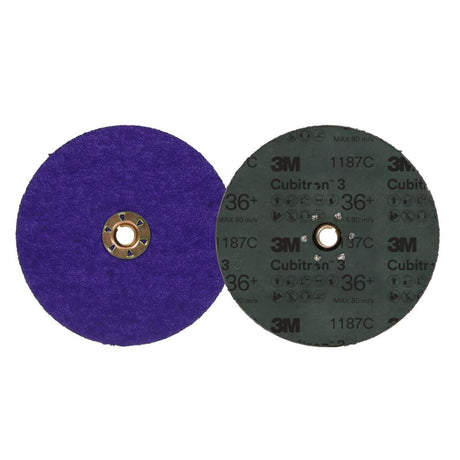 3M 1187C Cubitron 3 Fibre Disc, TN Quick Change, 36+, Purple, 7 in (7100310732) (100 Pack) - 3