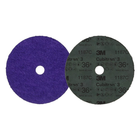 3M 1187C Cubitron Fibre Disc, 36+, Purple, 9-1/8 in x 7/8 in Center Hole (7100310792) (100 Pack) - 2