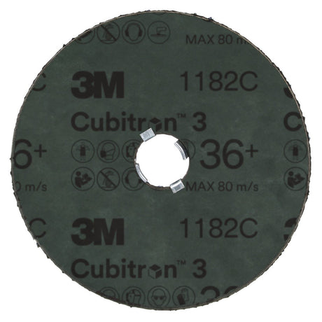 3M 1182C Cubitron Fibre Disc, 36 Plus, GL Quick Change, Precision Shaped Ceramic, Purple, 5 in, G500P (7100310795) (100 Pack) - 3