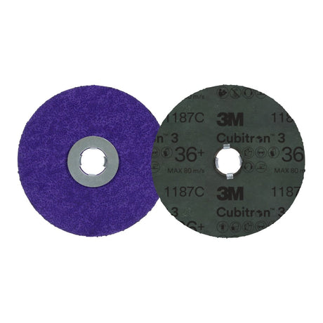3M 1187C Cubitron 3 Fibre Disc, GL Quick Change, 36+, Purple, 5 in (7100310796) (100 Pack) - 2