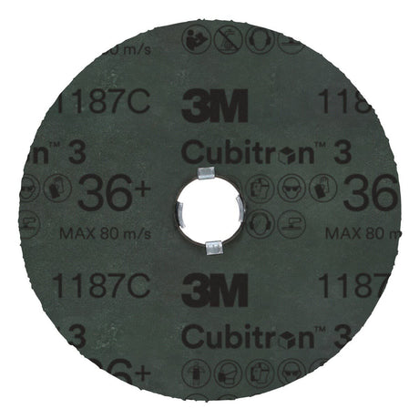 3M 1187C Cubitron 3 Fibre Disc, GL Quick Change, 36+, Purple, 5 in (7100310796) (100 Pack) - 3