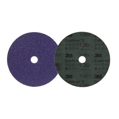 3M 1182C Cubitron Fibre Disc 36+ Purple 9-1-8 in x 7-8 in Die 912J (7100310797) (100 Pack) - 2