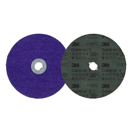 3M 1187C Cubitron 3 Fibre Disc, GL Quick Change, Precision Shaped Ceramic, 36 Plus, Purple, 7 in (7100310803) (100 Pack) - 2