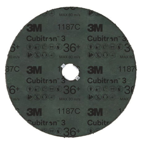 3M 1187C Cubitron 3 Fibre Disc, GL Quick Change, Precision Shaped Ceramic, 36 Plus, Purple, 7 in (7100310803) (100 Pack) - 3