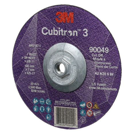 3M 90049 Cut-Off Wheel, 36+, T27, 7 in x 3/32 in, 5/8 in-11, ANSI (7100312963) (10 Pack) - 3