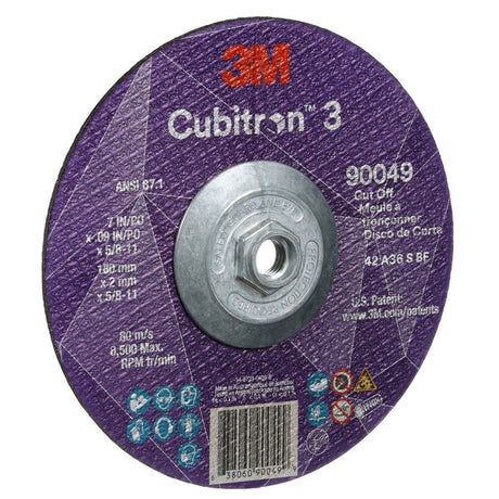 3M 90049 Cut-Off Wheel, 36+, T27, 7 in x 3/32 in, 5/8 in-11, ANSI (7100312963) (10 Pack) - 4
