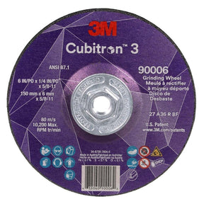 3M 90006 Cubitron 3 Depressed Center Grinding Wheel, 36+ Grit, Type 27, 6 in x 1/4 in x 5/8 in-11, ANSI (7100312966) (10 Pack)