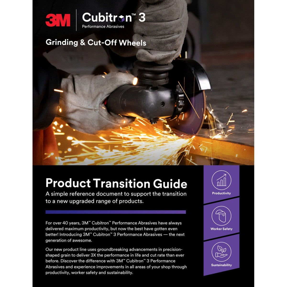 3M 90043 Cubitron Cut-Off Wheel, 36+, T27, Black, 4-1/2 in x 1/8 in, 5/8 in-11 (7100313187) (10 Pack) - 5