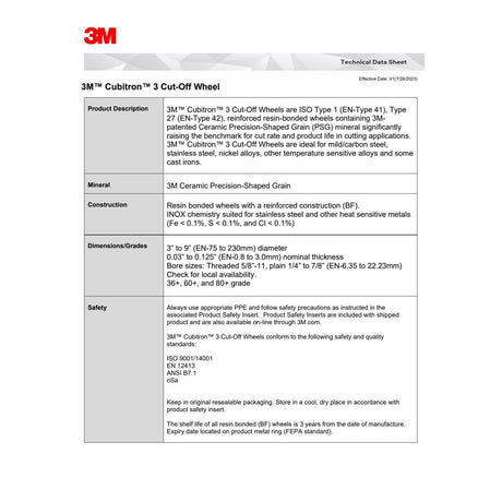 3M 90043 Cubitron Cut-Off Wheel, 36+, T27, Black, 4-1/2 in x 1/8 in, 5/8 in-11 (7100313187) (10 Pack) - 6
