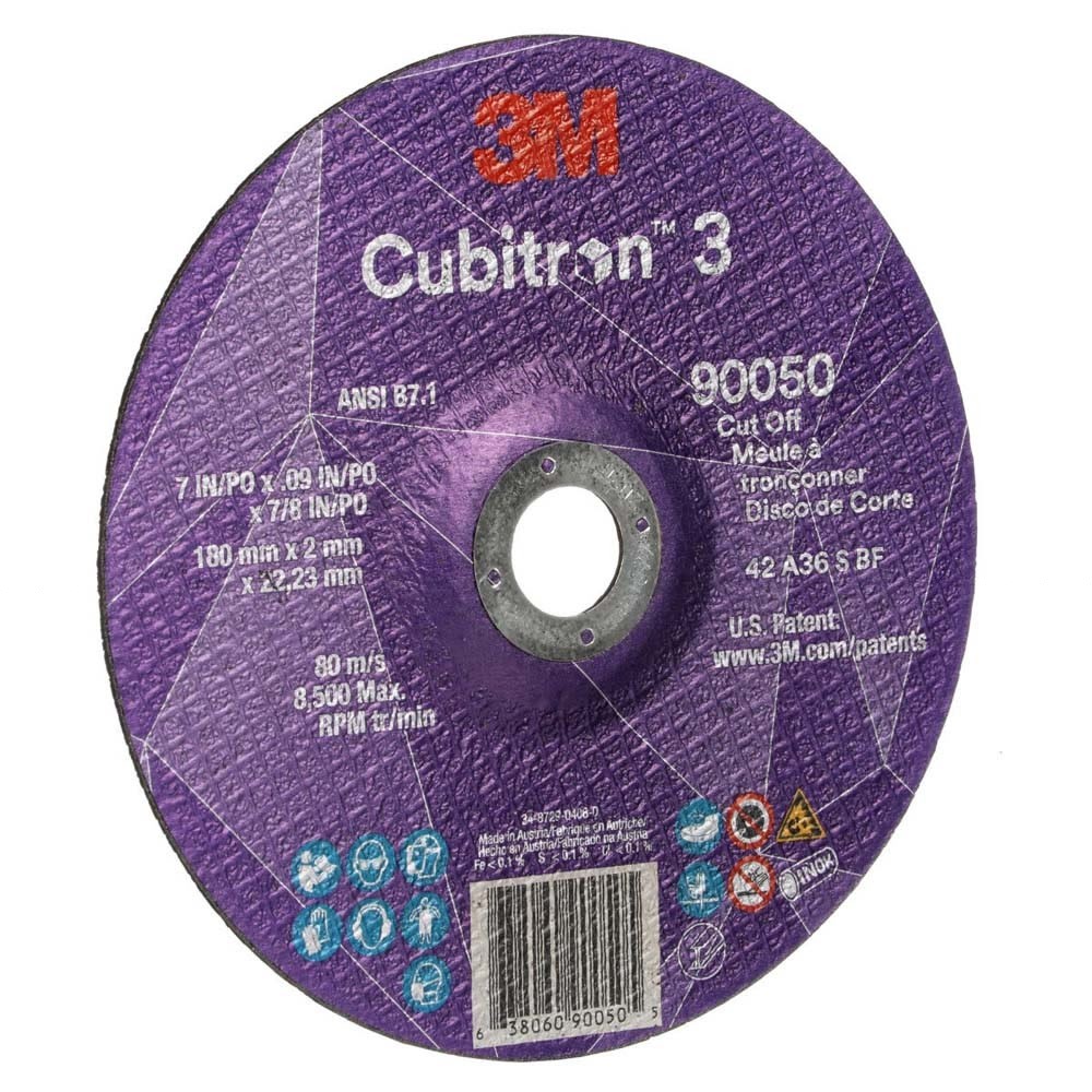 3M 90050 Cubitron 3 Cut-Off Wheel, 36+, T27, 7 in x 0.09 in x 7/8 in (180 x 2 x 22.23 mm), ANSI (7100313191) - 3