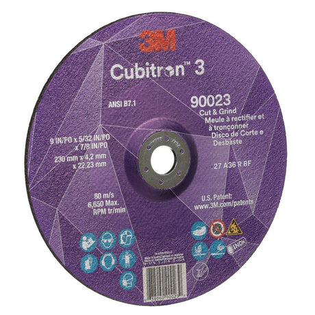 3M Cubitron 3 Cut and Grind Wheel, 36+, T27, 9 in x 5/32 in x 7/8 in, ANSI (90023) (7100313199) (10 Pack)  - (20Pack) - 4