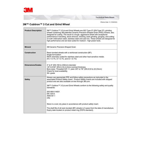 3M 88990 Cubitron 3 Cut and Grind Wheel, 36+ Grit, Type 27, 5 in x 1/8 in x 5/8 in-11 for Cutting, Grinding, Back-Gouging, Fillet Weld Removal (7100313204) (10 Pack) - 6