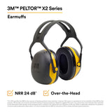 3M X2A PELTOR Over-the-Head Earmuffs, NRR 24 dB, Yellow/Black (7100314857)  - (10Pack) - 2