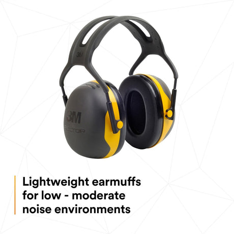 3M X2A PELTOR Over-the-Head Earmuffs, NRR 24 dB, Yellow/Black (7100314857)  - (10Pack) - 3