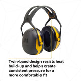 3M X2A PELTOR Over-the-Head Earmuffs, NRR 24 dB, Yellow/Black (7100314857)  - (10Pack) - 4