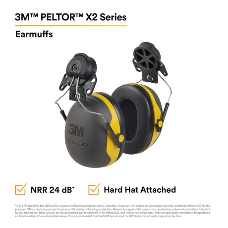 3M 7100314991 PELTOR X2P3E Cap Style Hard Hat Attached Earmuffs NRR 24 dB (10 Pack) - 2