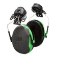 3M X1P3E PELTOR Helmet Attached Earmuffs, NRR 21 dB, Cap Style Hard Hat Compatible, Black/Green (7100315030) (1 Pair) (10 Pack)