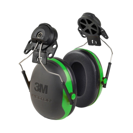 3M X1P3E PELTOR Helmet Attached Earmuffs, NRR 21 dB, Cap Style Hard Hat Compatible, Black/Green (7100315030) (1 Pair)  - (10 Pack) - 2