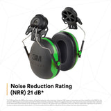 3M X1P3E PELTOR Helmet Attached Earmuffs, NRR 21 dB, Cap Style Hard Hat Compatible, Black/Green (7100315030) (1 Pair)  - (10 Pack) - 4
