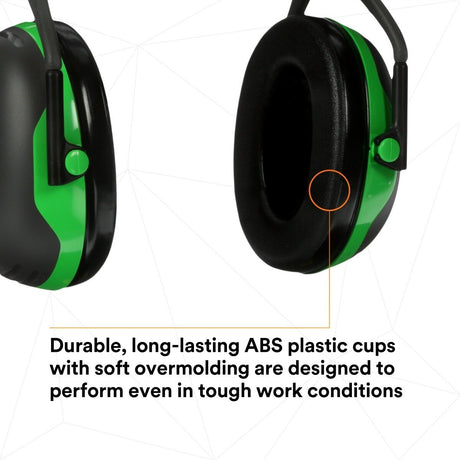 3M X1A PELTOR Over-the-Head Earmuffs, X Series, Green, One Size Fits Most (27287-case) (7100315111) (Case of 10)  - (10Pack) - 5