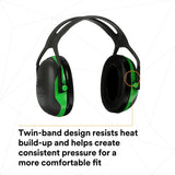3M X1A PELTOR Over-the-Head Earmuffs, X Series, Green, One Size Fits Most (27287-case) (7100315111) (Case of 10)  - (10Pack) - 8