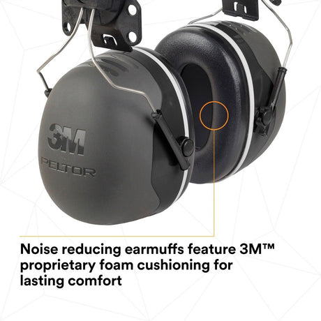 3M X5P3E PELTOR Hard Hat Attached Earmuffs, NRR 31 dB, Black (7100315223) - 4