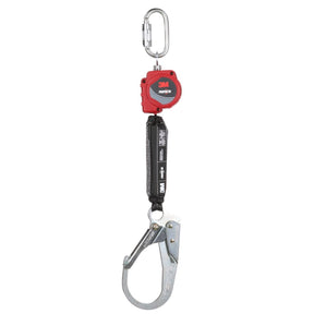 3M 3100508 PROTECTA Self-Retracting Lifeline with Carabiner, Web Lifeline, Steel Rebar Hook, Red, 6 ft (7100319830)