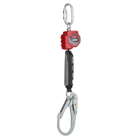 3M 3100508 PROTECTA Self-Retracting Lifeline with Carabiner, Web Lifeline, Steel Rebar Hook, Red, 6 ft (7100319830) - 2