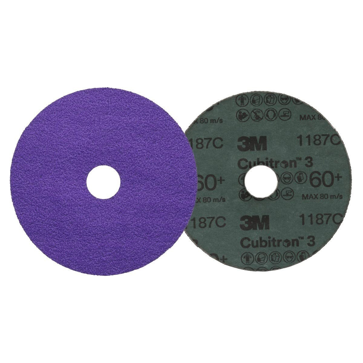 3M 1187C Cubitron Fibre Disc, 60+, Purple, 5 in x 7/8 in, Die 500P (7100349499) (100 Pack) - 2