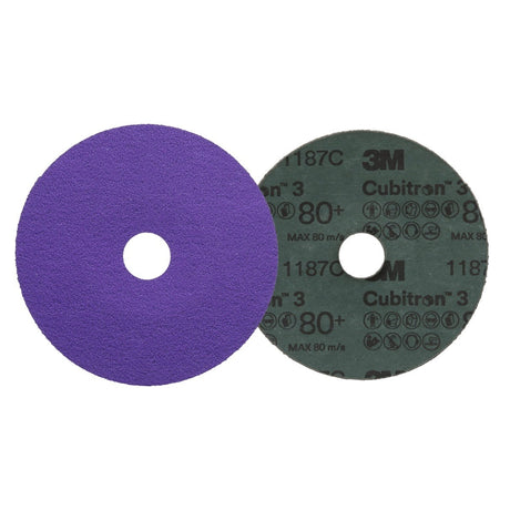 3M 1187C Cubitron 3 Fibre Disc, 80+, 4-1/2 in x 7/8 in, Die 450E (7100349592) (100 Pack) - 2