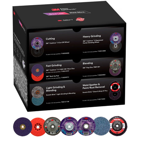 3M 67115 Cubitron Grind Less Weld More Promo Kit, 4-1/2 in Discs, 16 Piece Welding Kit for Cutting, Grinding, Blending, Finishing, Rust Removal, Deburring (7100350489) (16 Pieces) - 2