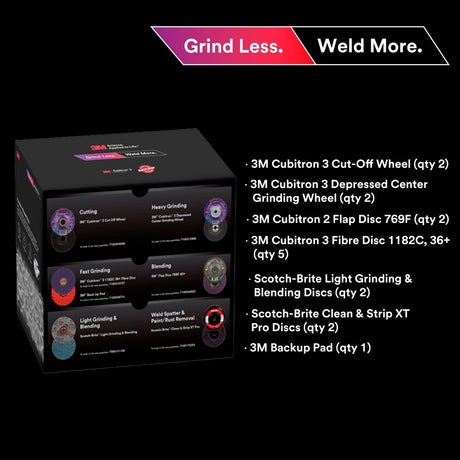 3M 67115 Cubitron Grind Less Weld More Promo Kit, 4-1/2 in Discs, 16 Piece Welding Kit for Cutting, Grinding, Blending, Finishing, Rust Removal, Deburring (7100350489) (16 Pieces) - 8