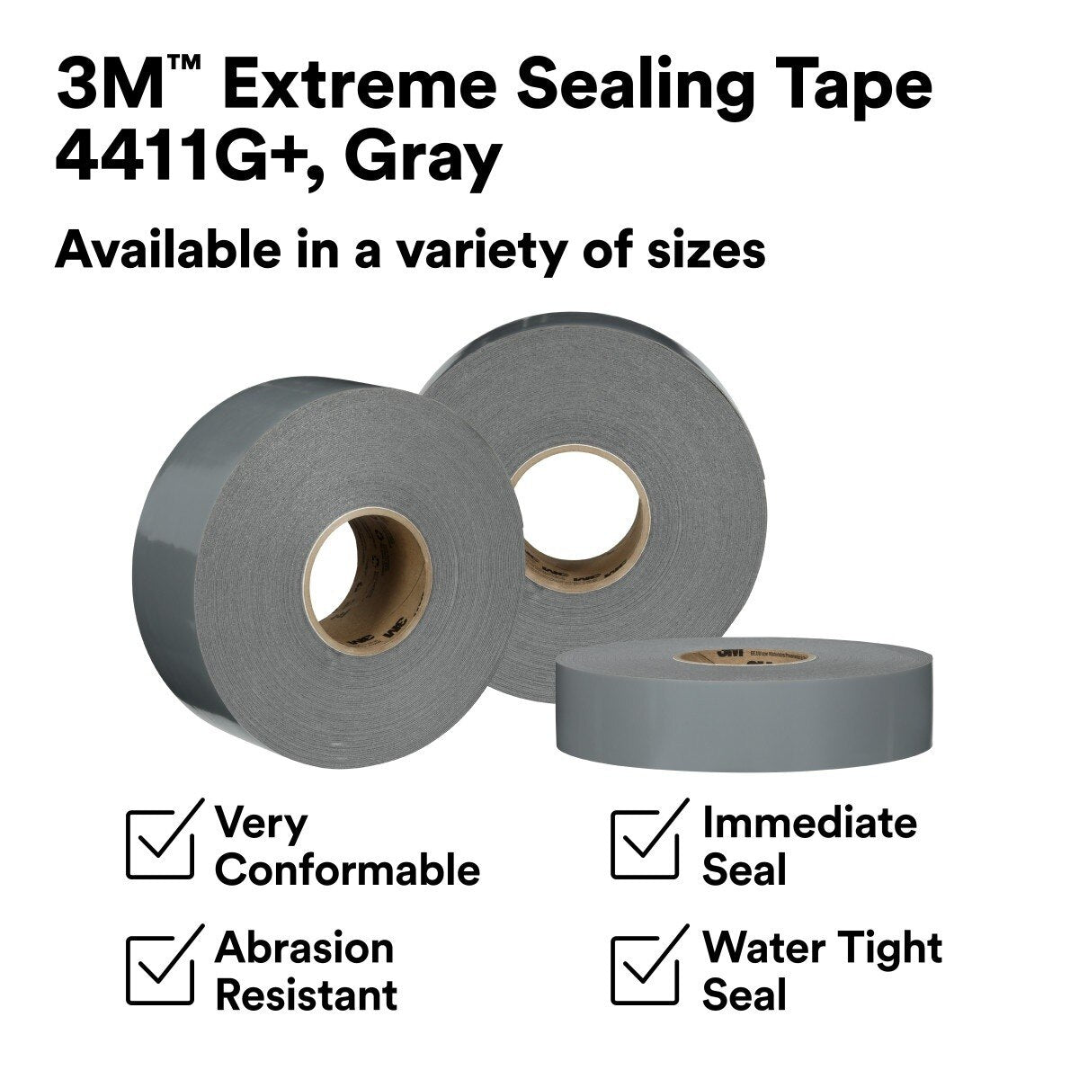 3M 4411G+ Extreme Sealing Tape, Gray, 3 in x 36 yd (7100359828) (3 Pack) - 6