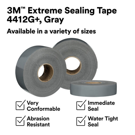 3M 4412G+ Extreme Sealing Tape, Gray, 3 in x 18 yd (7100360887) (3 Pack) - 6