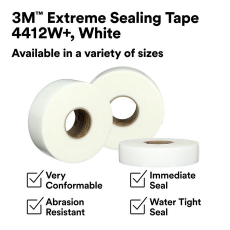 3M 4412W+ Extreme Sealing Tape, White, 3 in x 18 yd (7100362396) (3 Pack) - 6